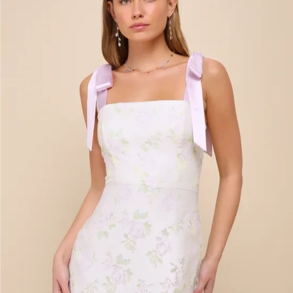 Lulus Dresses & Skirts - Lulu's Pastel Floral Midi Dress with Lavender Accents